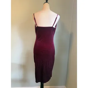 Iris Burgundy Glitter Velvet Cowl Neck Midi Dress L whimsigoth y2k 90's boho par thumbnail 3