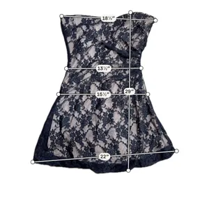 Twenty One Black‎ Floral Lace Strapless Sweetheart Mini Dress Nude Lining Small thumbnail 3