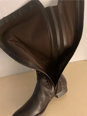Isaac Mizrahi women brown leather Stud-Trim tall Knee Boots riding boots US 9.5 thumbnail 10