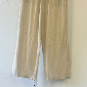 HERSY Beige Linen Blend Wide Leg Drawstring Pants HSET0008 Small Summer Relaxed thumbnail 4