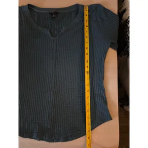 Aeropostale Waffle Knit Thermal Long Sleeve Tee L Turquoise Cabincore Classic thumbnail 6