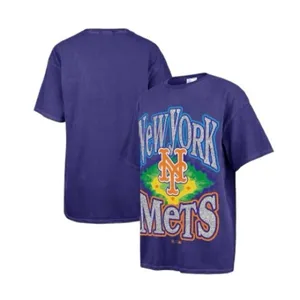 47 Brand NWT Women's New York Mets Navy Flashing Lights Boyfriend T-Shirt Size Small thumbnail 1