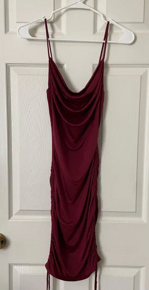 Windsor Burgundy Cowl Neck Mini Dress thumbnail 1