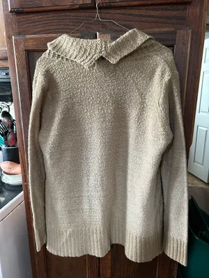 Cardigan Sweater By Ambience Dk Beige Size Large thumbnail 3