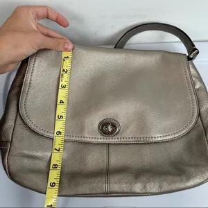Coach Park Leather Flap Shoulder Bag Metallic Silver thumbnail 11