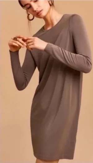 NWOT Aritzia Wilfred Metonymie Taupe Long Sleeve Dress Generous Size XXS thumbnail 1