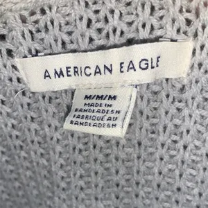 American Eagle Light Gray Open-Front Long Cardigan Sweater Pockets Drapey thumbnail 4
