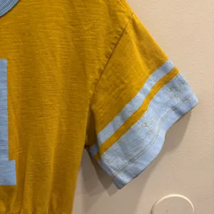 Sundry Rugby Slub Midi Dress Mustard Yellow Blue Varsity Graphic Retro‎ Sport XS thumbnail 5