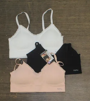 MeMoi Womens 3-Pack Seamless Padded Ribbed Bralette Pink Multi S thumbnail 1