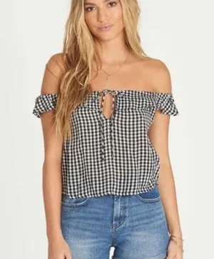 Billabong Peach Kisses Top - Gingham Black/White - XS thumbnail 2