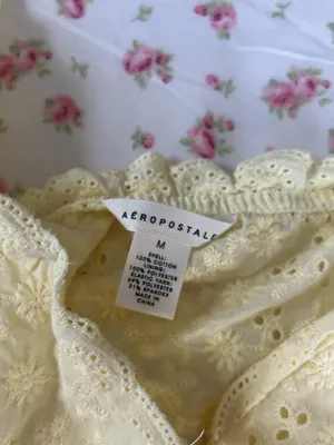 Aeropostale Pale Yellow Eyelet Lace Tie-Front Top thumbnail 2