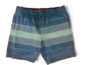 Hang Ten Men’s XL Striped Swim Trunks Board Shorts Compression Liner Blue Gray thumbnail 1
