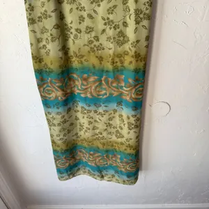 90s Kathie Lee Collection Sleeveless Floral‎ Dress M Green Blue Ombre Vintage thumbnail 3