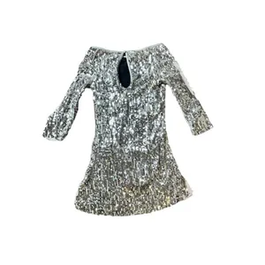Weissman Women's Silver Leotard Silver Sequin Short Dress thumbnail 2