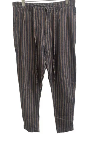 Gianni Lupo Women's Blue Pleated Drawstring loose fit pants Size M SKU 1369 thumbnail 1