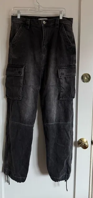 Urban Outfitters Black Washed Cargo Jeans thumbnail 1