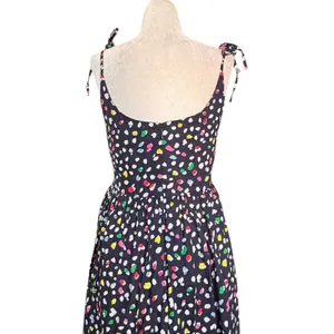 J.Crew Colorful Dot‎ Print Cotton Midi Sundress Size 2 Navy Blue Tie Strap Dress thumbnail 8