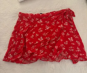 Red Floral Wrap Skirt - Women thumbnail 1