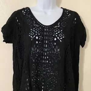 Johnny Was Pippa Tunic Small Black Eyelet Lace Boho Summer‎ Witchy Whimsigoth thumbnail 2