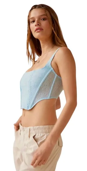 NWT Urban Outfitters Out From Under Lovestruck Lace Corset Top in Sky XL thumbnail 1
