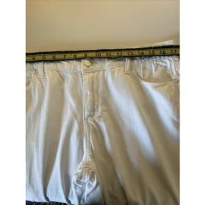 Denim White Cropped Jeans Frayed Hem Straight Leg Made in USA Size 10 thumbnail 6