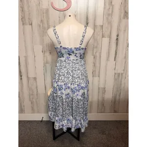 Almost Famous Blue Floral Tiered Midi Dress Women’s Small – Cottagecore Summer D thumbnail 3
