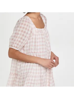 EN SAISON GINGHAM DRESS Size S Tan thumbnail 3