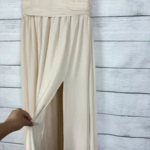 Lulus Heavenly Hues Cream Maxi Chiffon Dress Sz Medium Wedding‎ Bridesmaid Gala thumbnail 6