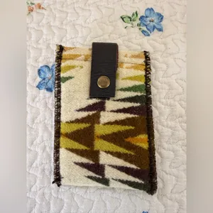 Pendleton Geometric Vintage Wool Pouch with Leather Accent Small Phone Case thumbnail 2