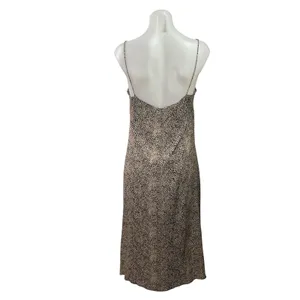 MNG Mango Beige Leopard Animal Print Sleeveless Slit Cami Tank Midi Dress Size 6 thumbnail 3