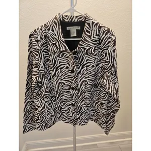 Requirements Vintage Zebra Print Jacket Womens L Brown Cream Animal Y2K thumbnail 2