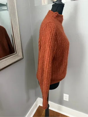 Madewell Loretto Rust Ribbed Mockneck Wool Blend Knit Sweater XXS thumbnail 5