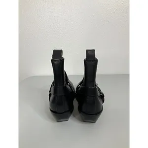 Madewell Black Leather Harness Ankle‎ Boots Square Toe Western Moto Womens 7 thumbnail 4
