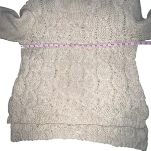 H&M Pullover Sweater Cable Knit High Collar Wool‎ Alpaca Blend Beige Size Medium thumbnail 4