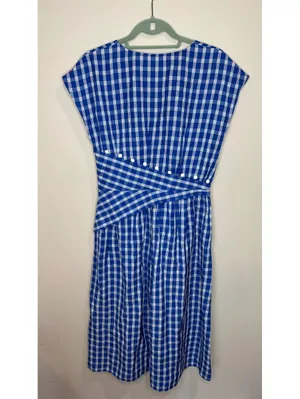 Sea New York Blue Gingham Midi Dress Sz 6 thumbnail 4