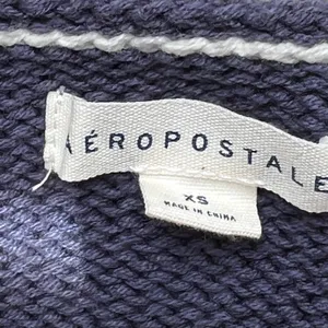 Aeropostale rugby stripe v-neck sweater beachy coastal navy and cream oversized thumbnail 4