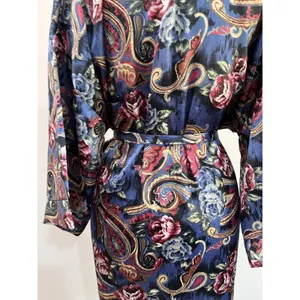 Source Unknown Vintage Satin Paisley Robe Nightgown Long Sleeve Lounge Wear‎ Size M thumbnail 7