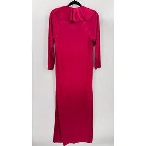 Vintage 80s Long Burgundy Satin Nightgown Ruffle ILGWU Union Made in the USA S thumbnail 4