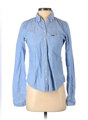Vintage Y2K Abercrombie & Fitch Button Down Oxford Shirt - Blue Chambray - S thumbnail 1