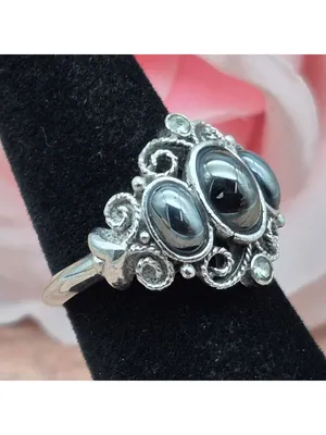 Vintage 70's AVON Midnight Splendor Hematite Ring Witchy Whimsigoth Size 7.5 thumbnail 7