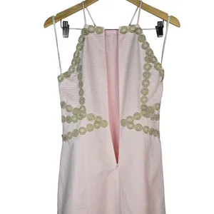 Lilly Pulitzer Pearl Shift Dress Paradise Tint Pink Gold Embroidery 28998 2 thumbnail 4