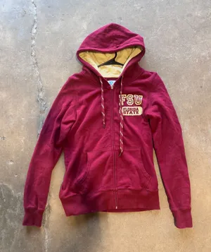 Y2K College Classics FSU Florida State Seminoles Zip Up Hoodie Maroon Rhinestone thumbnail 1