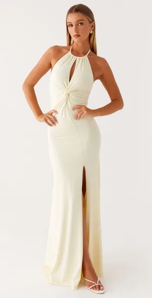 Peppermayo Butter Yellow Halter Maxi Dress thumbnail 1