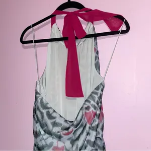 Erin Maxi Dress Women Size 8 Halter Sheer Overlay Abstract Print Preppy Sundress thumbnail 6