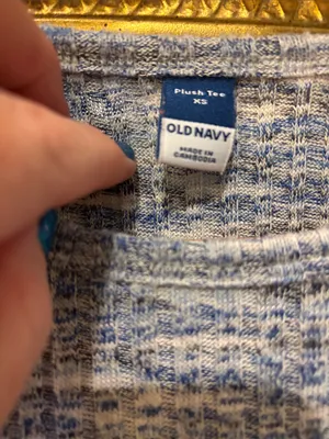 Old Navy Blue Space Dye Ribbed Long Sleeve Plush Tee - Size XS thumbnail 3