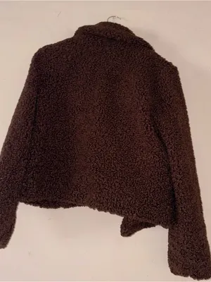 Avec Les Filles Brown Cropped Teddy Faux Fur Jacket L thumbnail 4