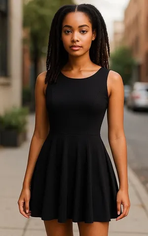 asos Womens Dress Sz 4 Black Skater Deep V Back‎ Knit Solid Short Mini thumbnail 1