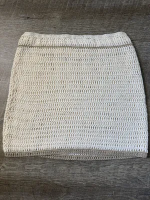 White Fox Cream Crochet Beach Mini Skirt XS/S thumbnail 3
