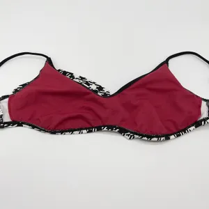 Houndstooth Bikini Top Women‎ Large Ruffle Stretch Retro Beach Preppy Chic thumbnail 8