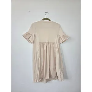 English Factory Mini Babydoll Shift Dress Beige Ruffle Tea Party Brunch Coquette thumbnail 7